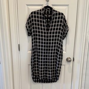 Rag & Bone Black and White Plaid Shirt Dress